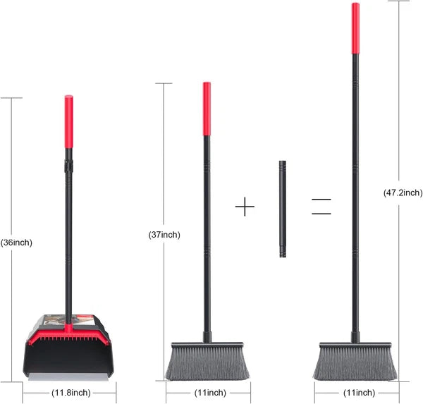 Broom with Dustpan Combo Set, Dust Pans with Long Handle, Brooms with Dustpan, D
