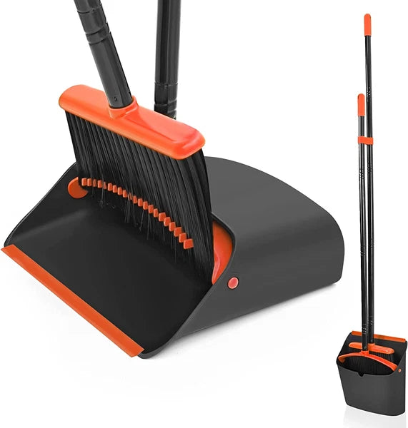 Broom and Dustpan Set for Home,  Long Handle Lightweight Indoor Broom Set Heavy