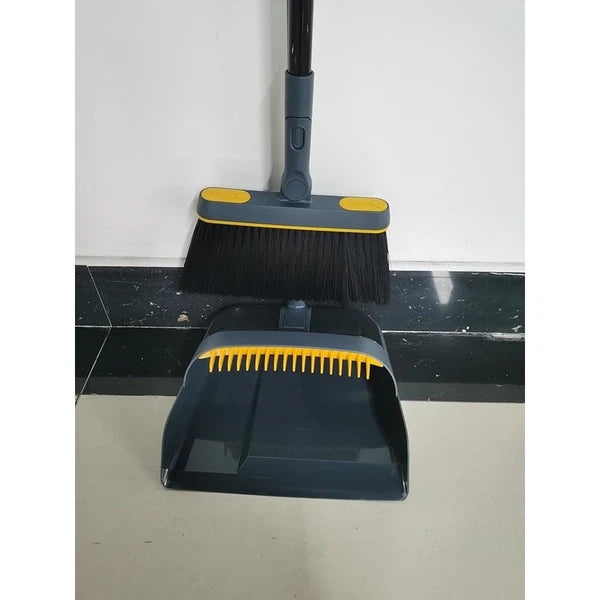 Broom Dustpan Set Long Handle 54 Inch 180 Degree Rotating Cleaning Tool Dust Pan