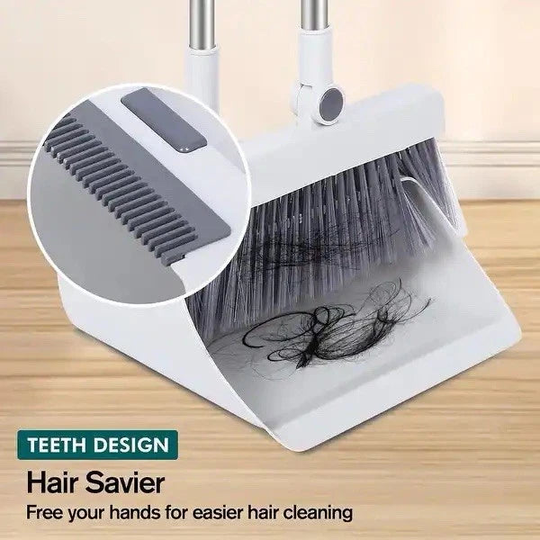 Upright Broom & Dustpan Set with Comb Teeth