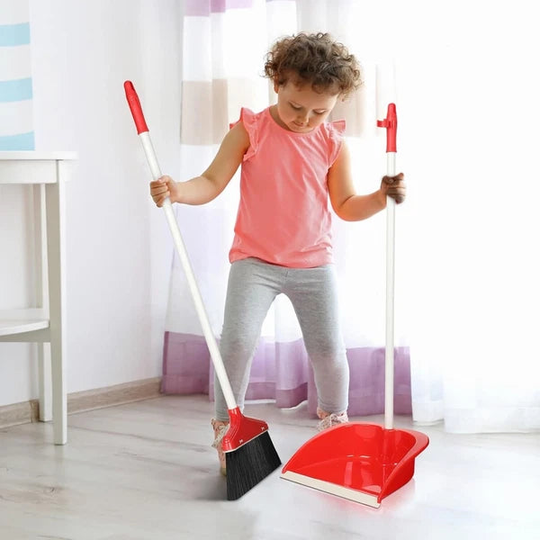 Versatile 8-Piece Broom Set with Upright Dustpan for Indoor & Outdoor Cleaning