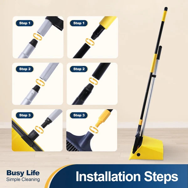 Heavy Duty Broom and Dustpan Set 2 plus 1 Set with Comb Commercial Outdoor Indoo