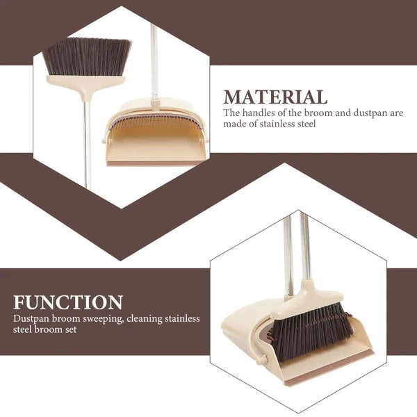 Broom Dustpan Set Office Stainless Steel Small Brushes for Cleaning