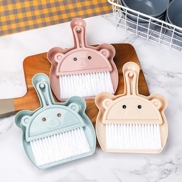 3 Sets Cartoon Broom Dustpan Table Top Mini Broom Household Dustpan-