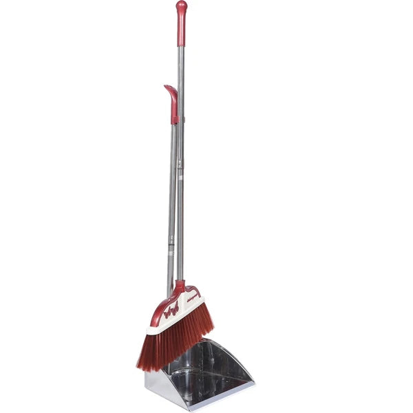 2 Sets Stainless Steel Broom Dustpan Sweeping Brush and Office Household with