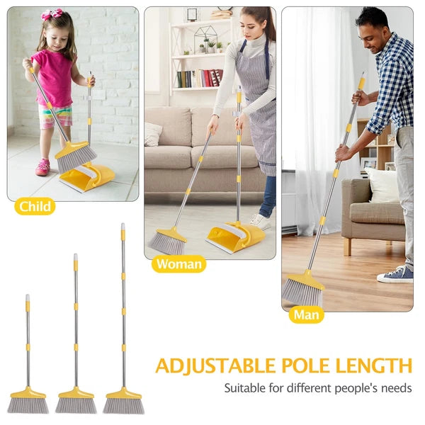 Dustpan and Broom Set with Long Handle for Home Kitchen Office