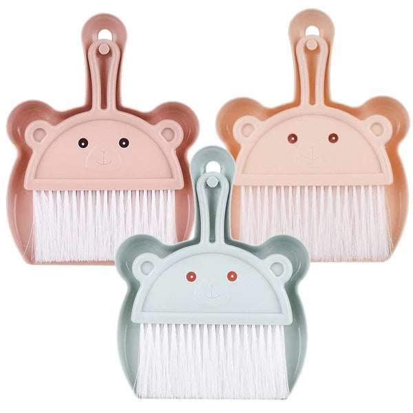 3 Sets Cartoon Broom Dustpan Table Top Mini Broom Household Dustpan-