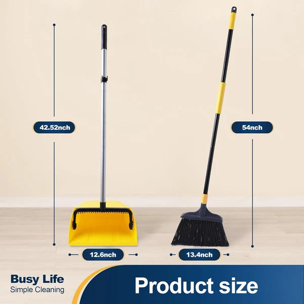 Heavy Duty Broom and Dustpan Set 2 plus 1 Set with Comb Commercial Outdoor Indoo