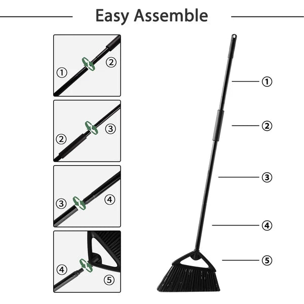 Eyliden Commercial Angle Broom and Dustpan Combo with Long Handle Lobby Dust ...