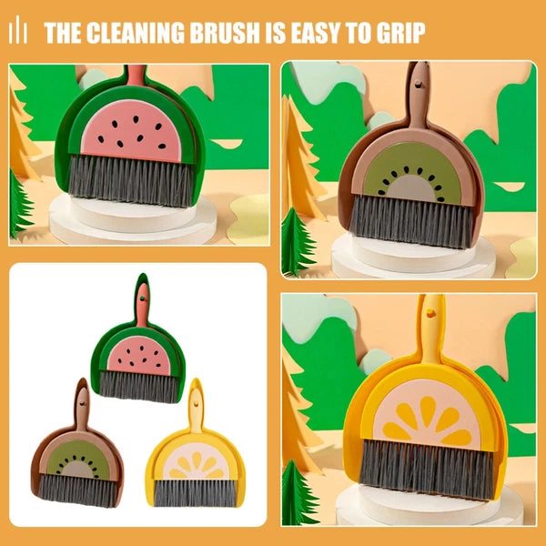 3 Sets Fruit Mini Broom Child Cleaning Tools for Housekeeping Dustpan