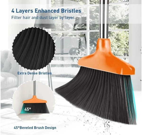 New Ergonomic Broom and Dustpan Set - Indoor and Pet