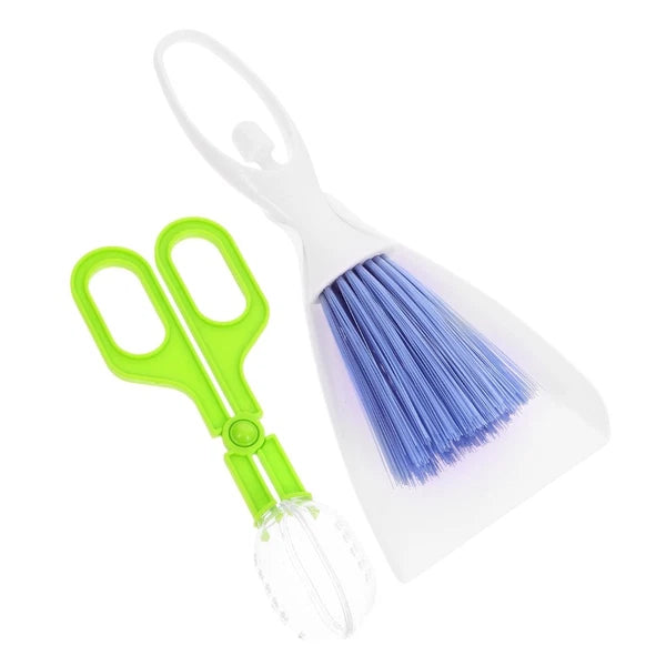 3 PCS Pet Cleaning Tools Small Dustpan Brush Sets Broom Hand Whisk Hamster