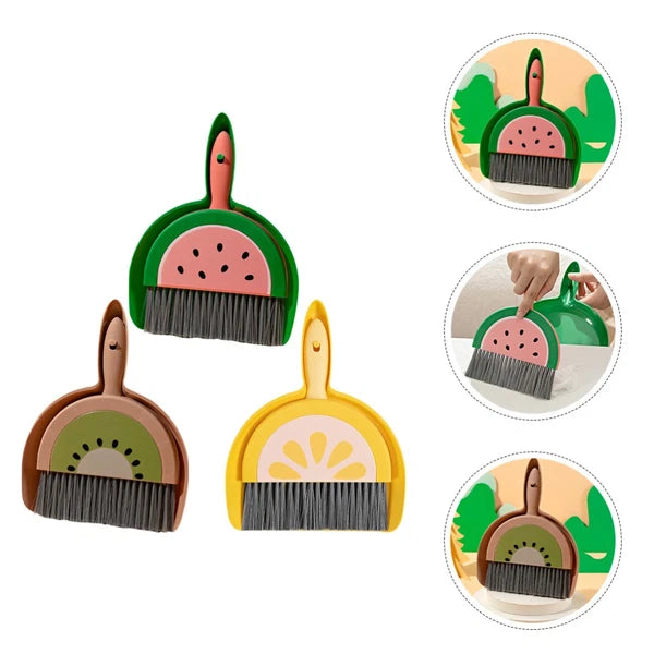 3 Sets Fruit Mini Broom Child Cleaning Tools for Housekeeping Dustpan