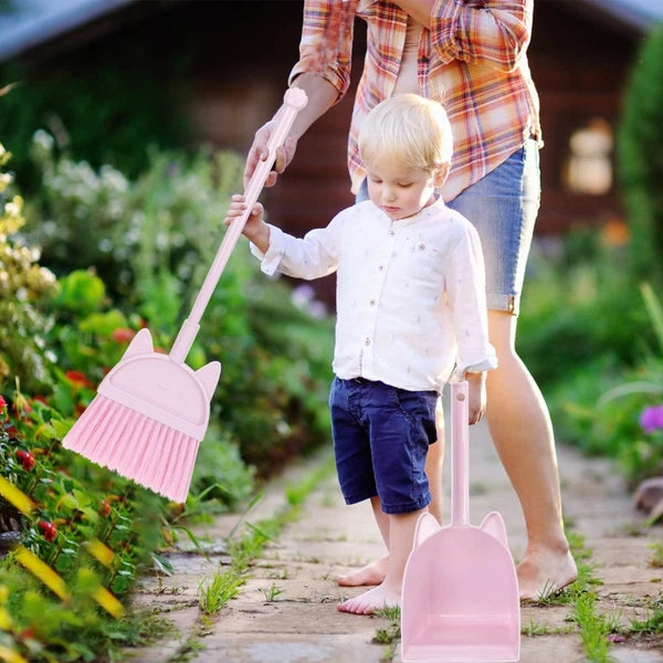 Children's Broom Set Childs Sweeping Brush Cleaning Toy Toddler Dustpan