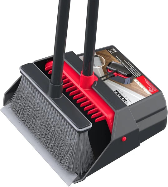 Broom with Dustpan Combo Set, Dust Pans with Long Handle, Brooms with Dustpan, D