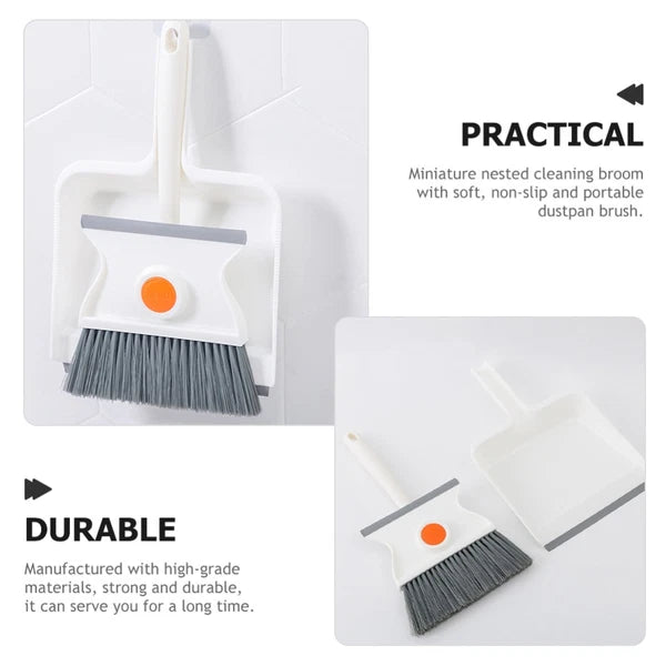 Broom Dustpan Set Child Toddler Desk and Table Cleaning Kit Brushes