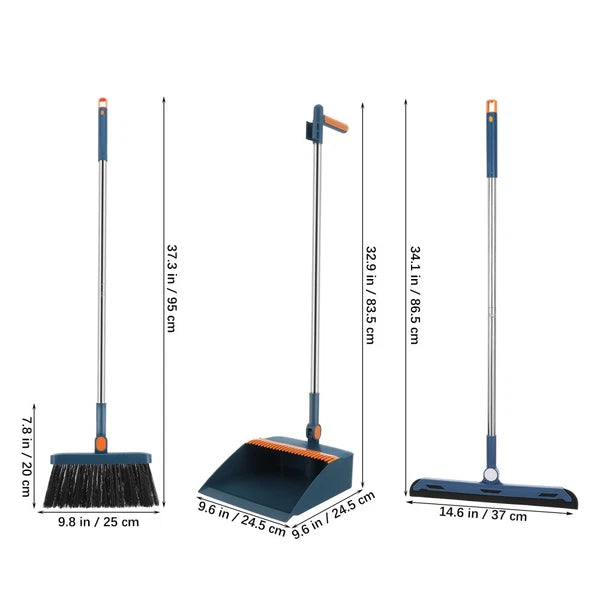 3pcs/set Long Handle Dustpan and Broom Set Dust Pan Brush Set Indoor Home Garden