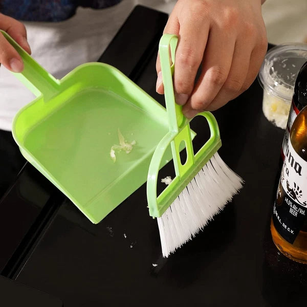 Lamoutor 3 Pack Mini Hand Broom and Dustpan Set Small Dust Pans Color Mixing