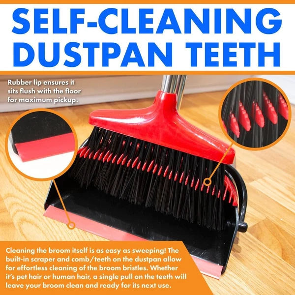 Hub City Industry Heavy Duty Broom and Dustpan Combo Set with Commercial Long Ha
