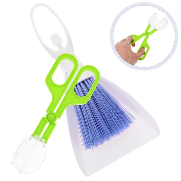 3 PCS Pet Cleaning Tools Small Dustpan Brush Sets Broom Hand Whisk Hamster