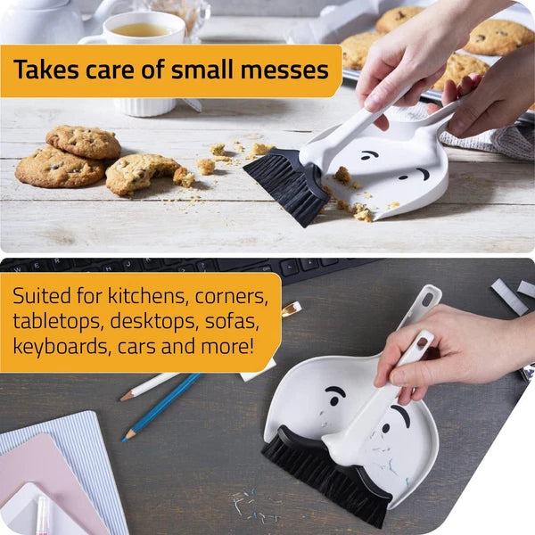 Dustache Small Dustpan and Brush Set Mini Broom and Dustpan Set Mustache Desi...