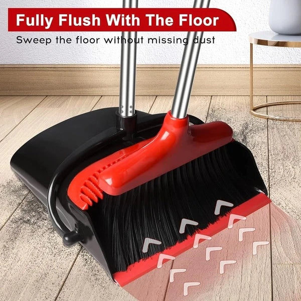 Broom Dustpan Set Upright Long Handle Combo Easy Clean Space Saving Home Office