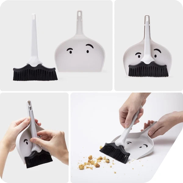 Dustache Small Dustpan and Brush Set Mini Broom and Dustpan Set Mustache Desi...