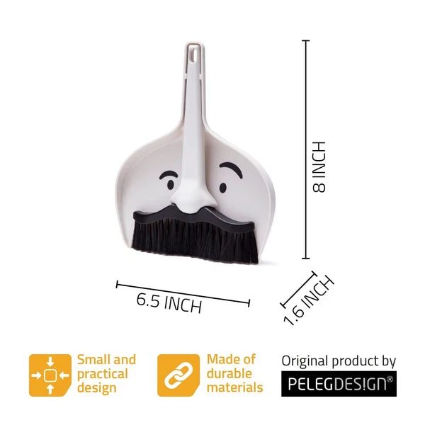Dustache Small Dustpan and Brush Set Mini Broom and Dustpan Set Mustache Desi...