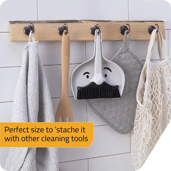 Dustache Small Dustpan and Brush Set Mini Broom and Dustpan Set Mustache Desi...
