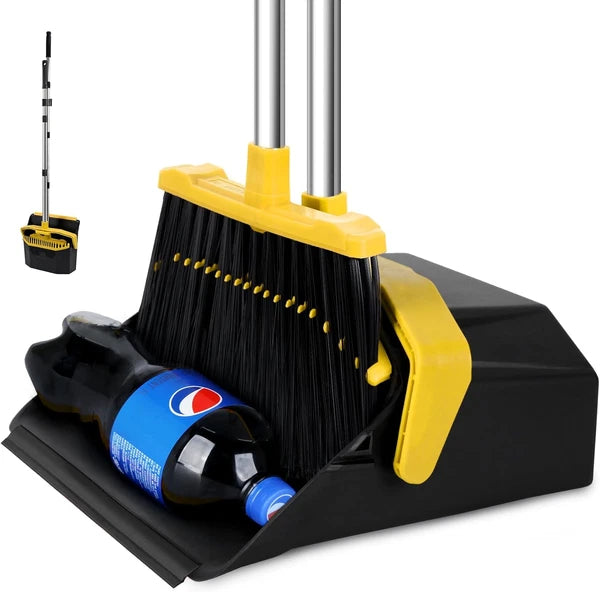Broom with Dustpan Combo Set, Brooms & Dustpans Sets w/ 51'' Long Handle, Large