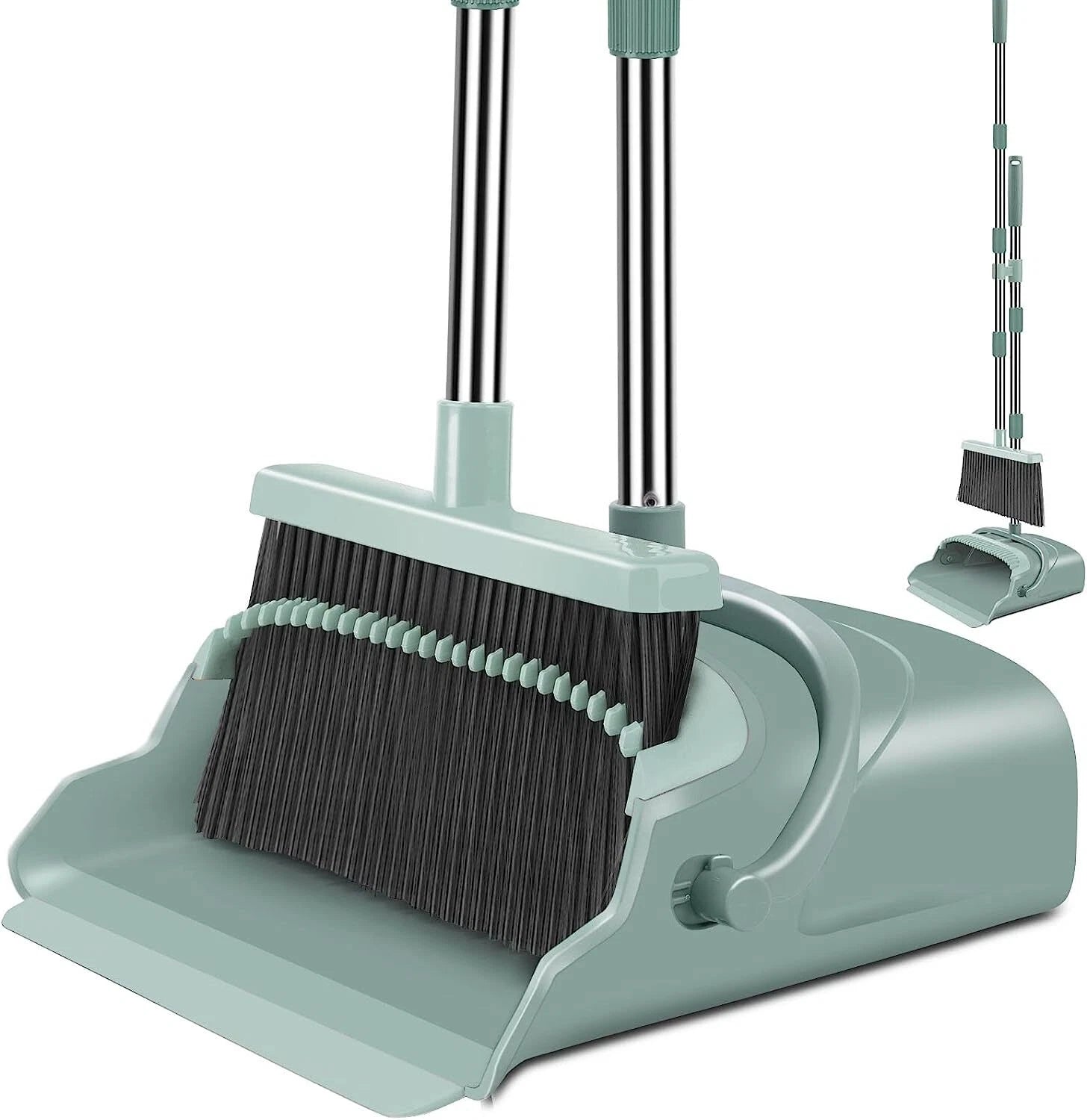Upgraded Broom & Dustpan Teeth Set Ideal for Dog Cat Pets Home Use in Grey/Orang