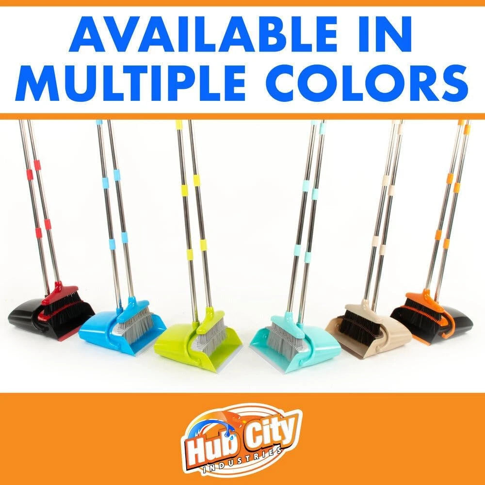 Hub City Industry Heavy Duty Broom and Dustpan Combo Set with Commercial Long Ha