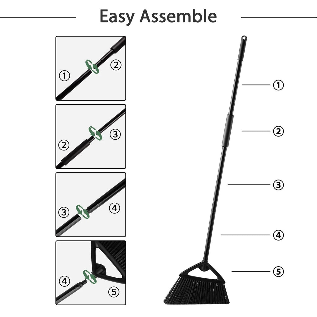 Eyliden Commercial Angle Broom and Dustpan Combo with Long Handle Lobby Dust ...