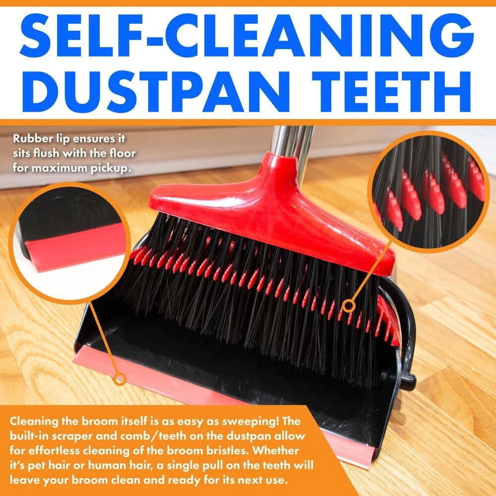 Hub City Industry Heavy Duty Broom and Dustpan Combo Set with Commercial Long Ha