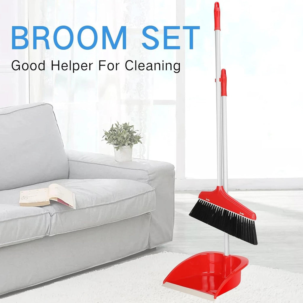 Versatile 8-Piece Broom Set with Upright Dustpan for Indoor & Outdoor Cleaning