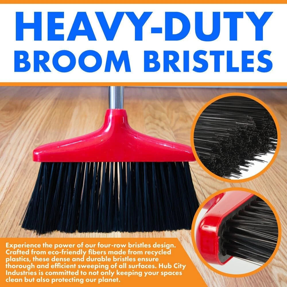 Hub City Industry Heavy Duty Broom and Dustpan Combo Set with Commercial Long Ha