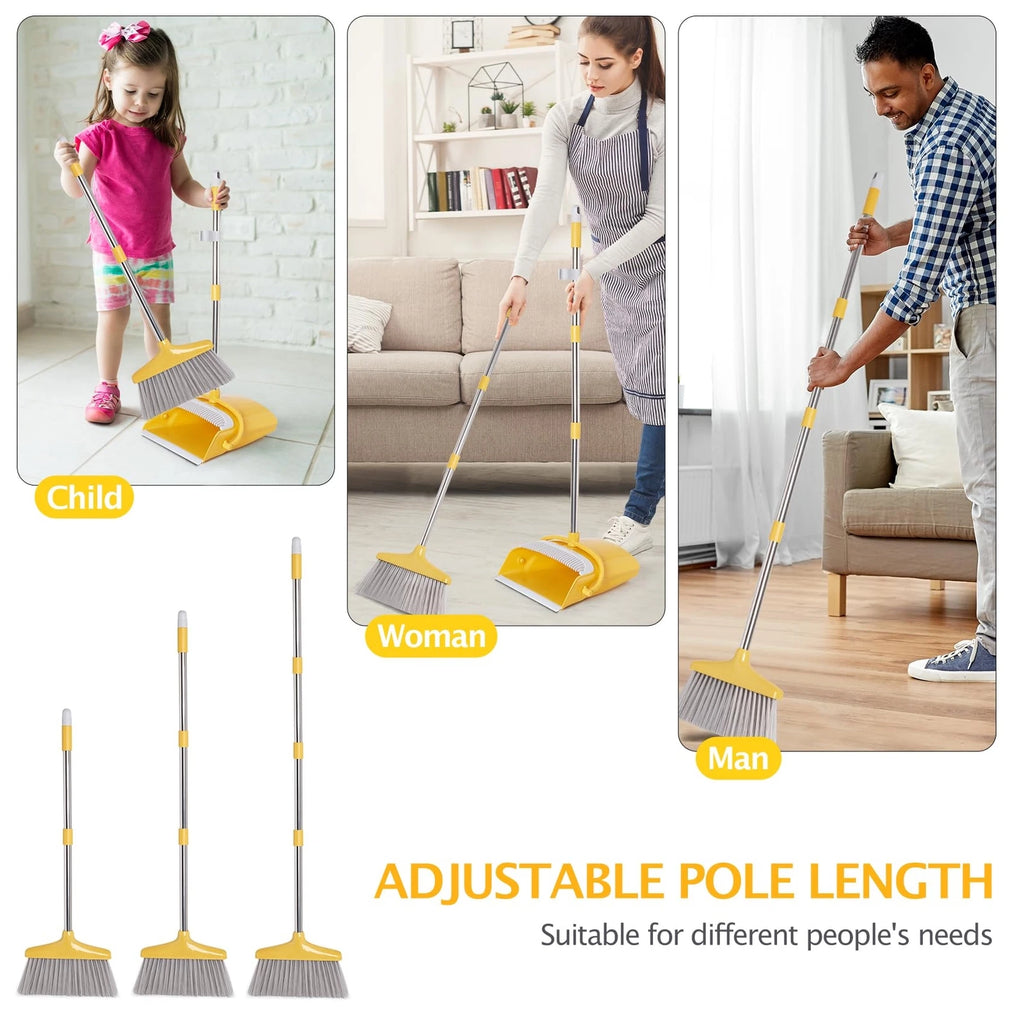 Dustpan and Broom Set with Long Handle for Home Kitchen Office