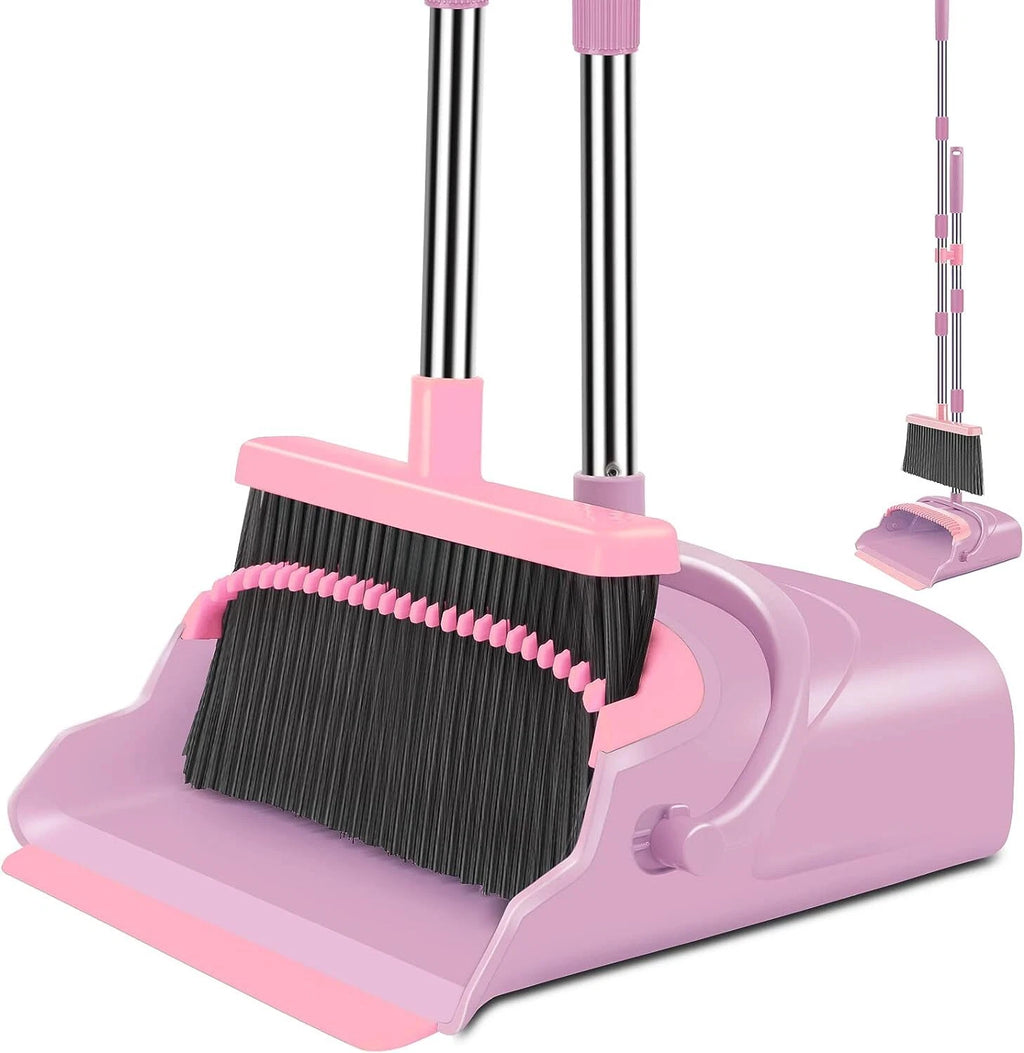 Upgraded Broom & Dustpan Teeth Set Ideal for Dog Cat Pets Home Use in Grey/Orang