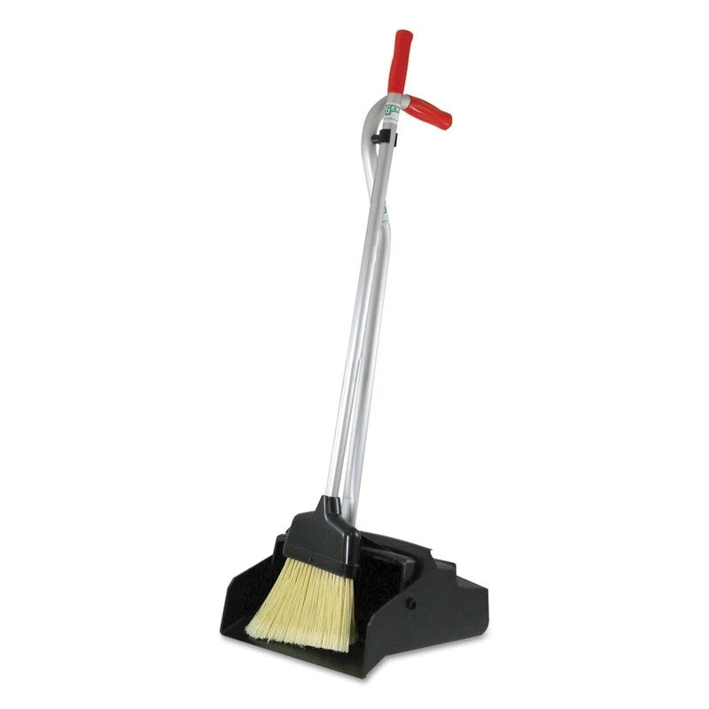 Ergonomic Dustpan W/ Broom Set Easy Clean Vinyl Coated Handle Metal Design New