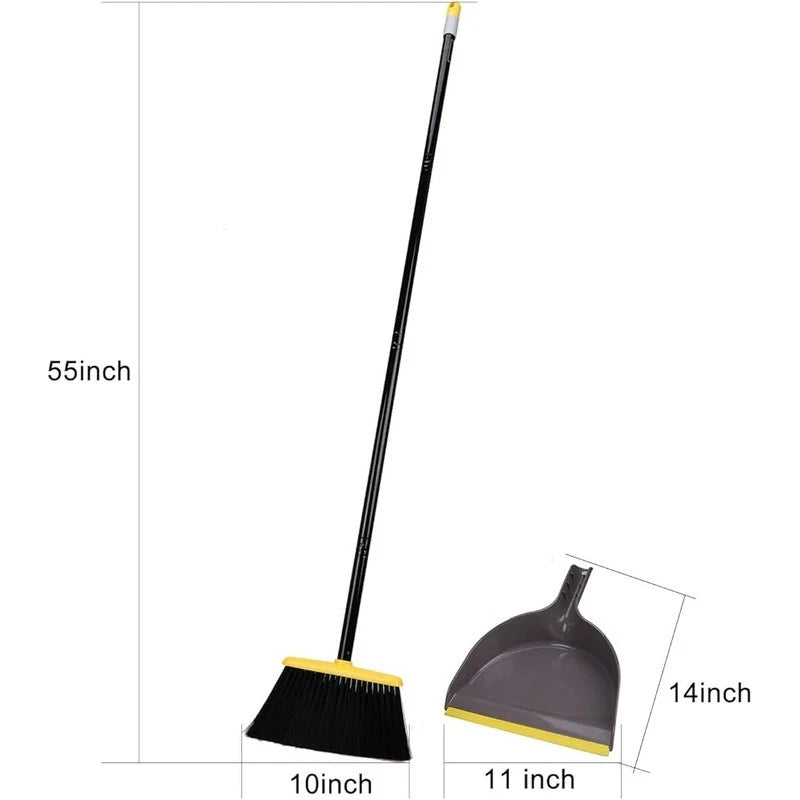 Indoor Broom Dustpan Set Sturdy Stainless Steel Handle Compact Storage Cleaning