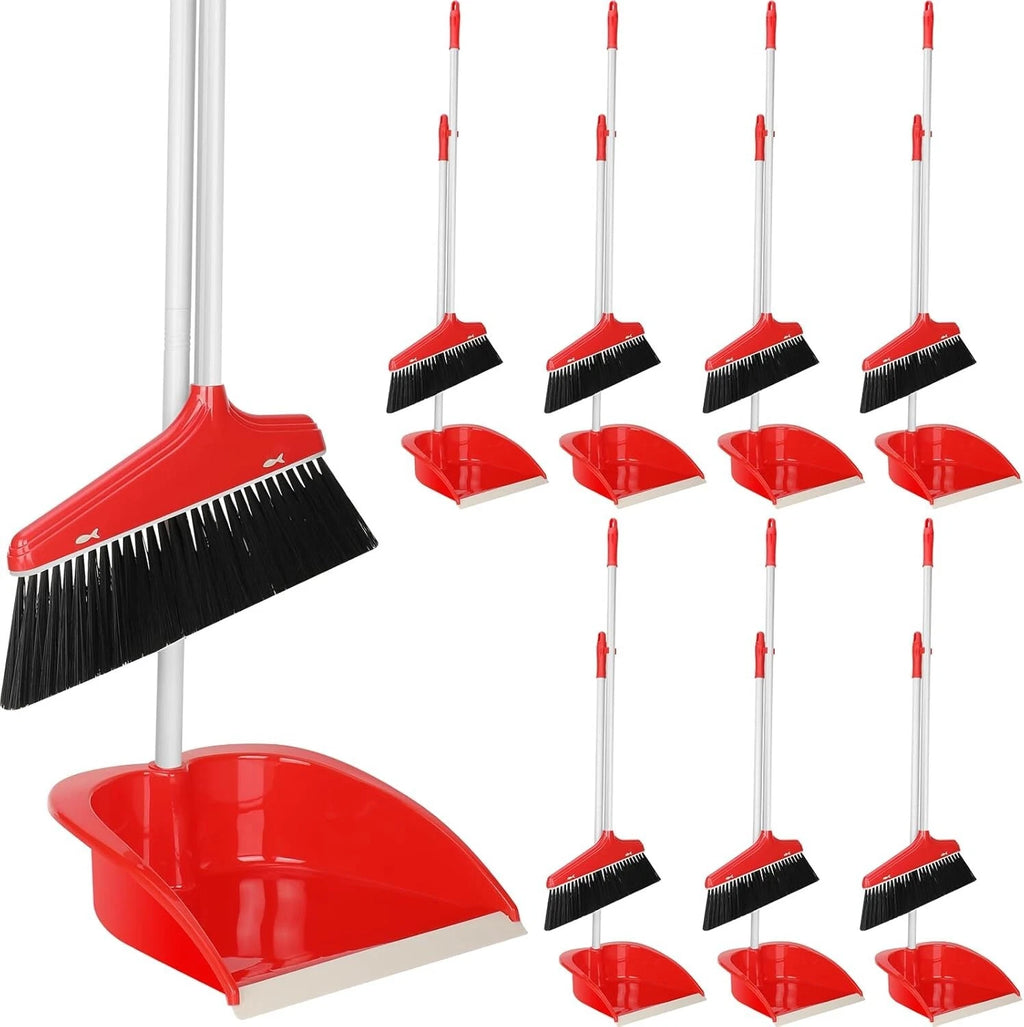 Versatile 8-Piece Broom Set with Upright Dustpan for Indoor & Outdoor Cleaning