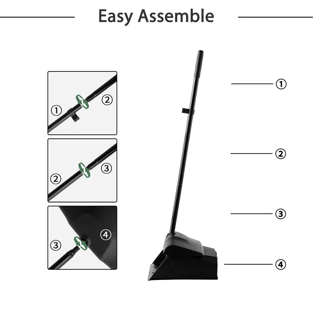 Eyliden Commercial Angle Broom and Dustpan Combo with Long Handle Lobby Dust ...