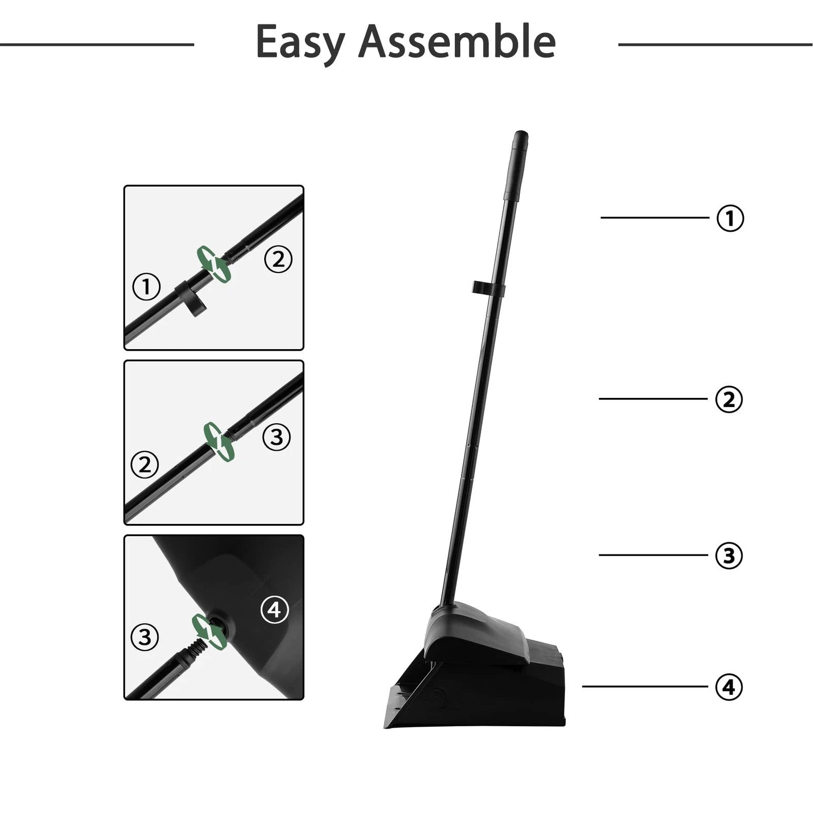 Eyliden Commercial Angle Broom and Dustpan Combo with Long Handle Lobby Dust ...