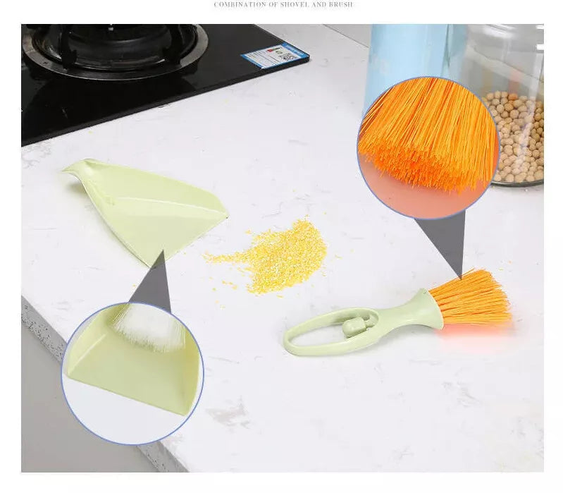 Home Keyboard Hair Brush Mini Floor Dust Broom and Dustpan Set Cleaning Tool New