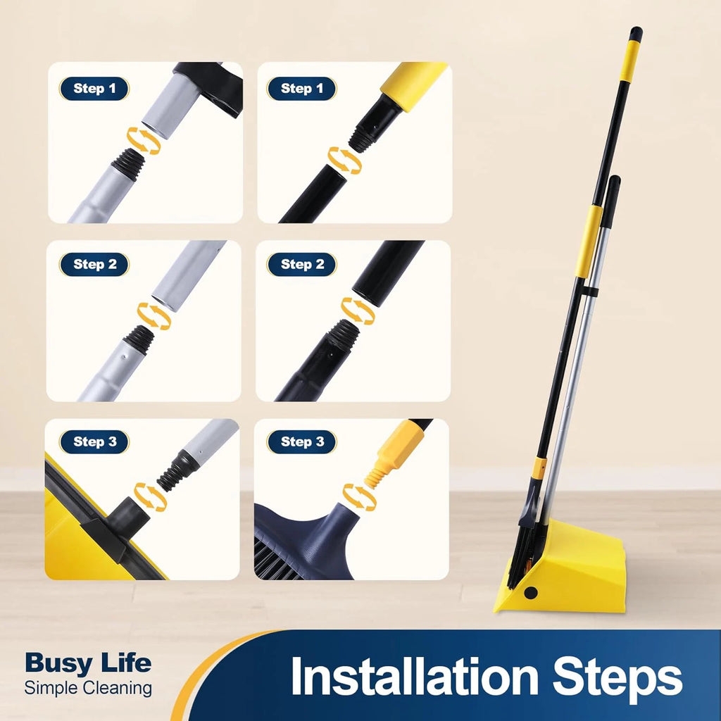 Commercial Broom and Dustpan Set with Comb Commercial Outdoor Indoor for Courtya