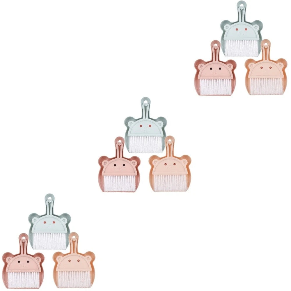 3 Sets Cartoon Broom Dustpan Table Top Mini Broom Household Dustpan-