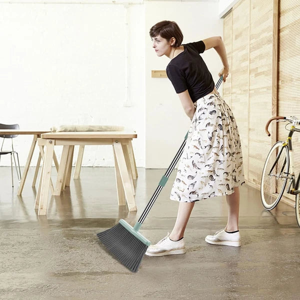 kelamayi Upgrade Broom and Dustpan Set, Large Size with Long Green