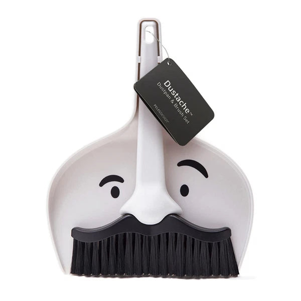 Dustache Small Dustpan and Brush Set Mini Broom and Dustpan Set Mustache Desi...