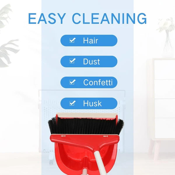 Versatile 8-Piece Broom Set with Upright Dustpan for Indoor & Outdoor Cleaning