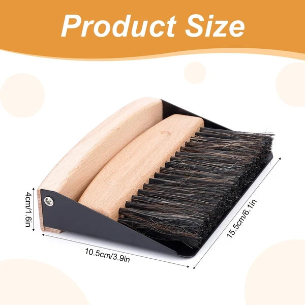 Desktop Broom and Dustpan Set, Mini Dustpan and Brush Set Wooden Handheld Bro...